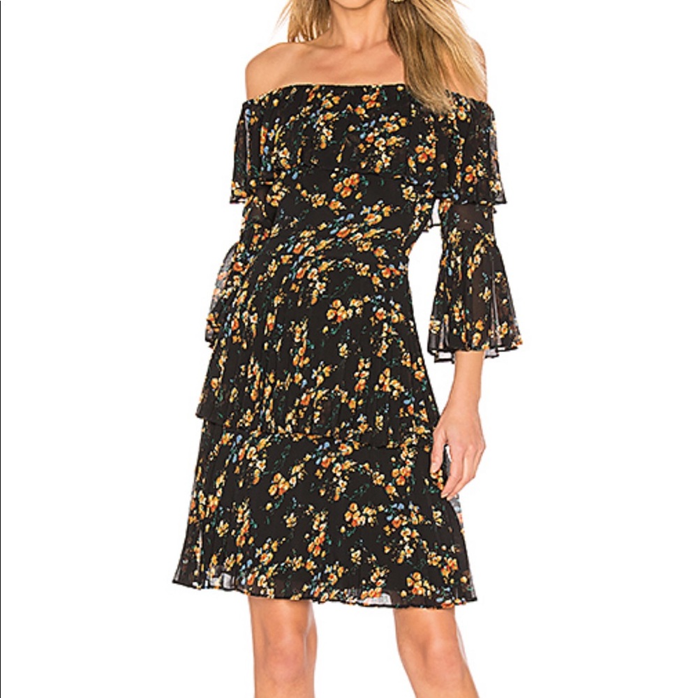 Bardot Ditsy Pleat Dress in Water Floral